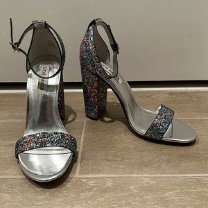 Steve Madden Carrson Multi Glitter Ankle Strap Heels Size 9
